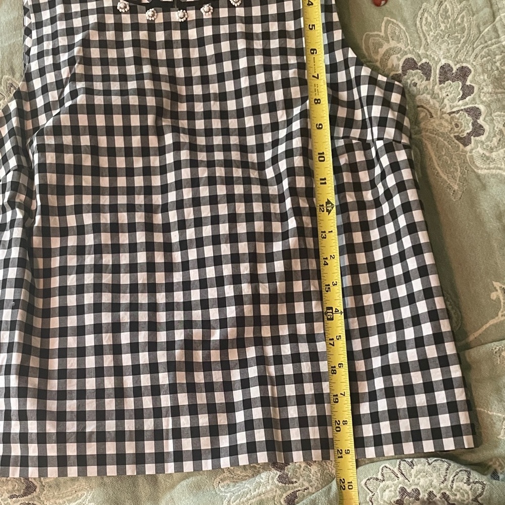 Talbots Black & White Gingham Sleeveless Shell with Embellished Neckline - Picture 8 of 8